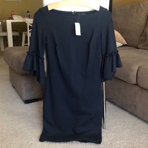 Navy dress with bell sleeves